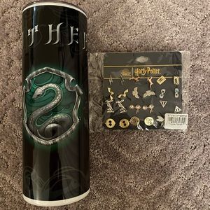 Harry Potter Slytherin Water Tumbler & 12 pairs of earrings set. New with tags